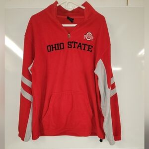Ohio State NCAA Pro Edge Red Quarter Zip fleece pullover Sweatshirt, Large